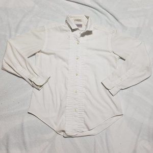 White Pleated Button Up Shirt